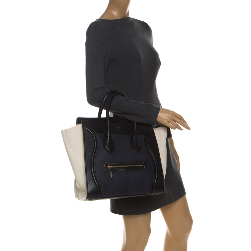 

Celine Tri Color Leather Mini Luggage Tote, Multicolor