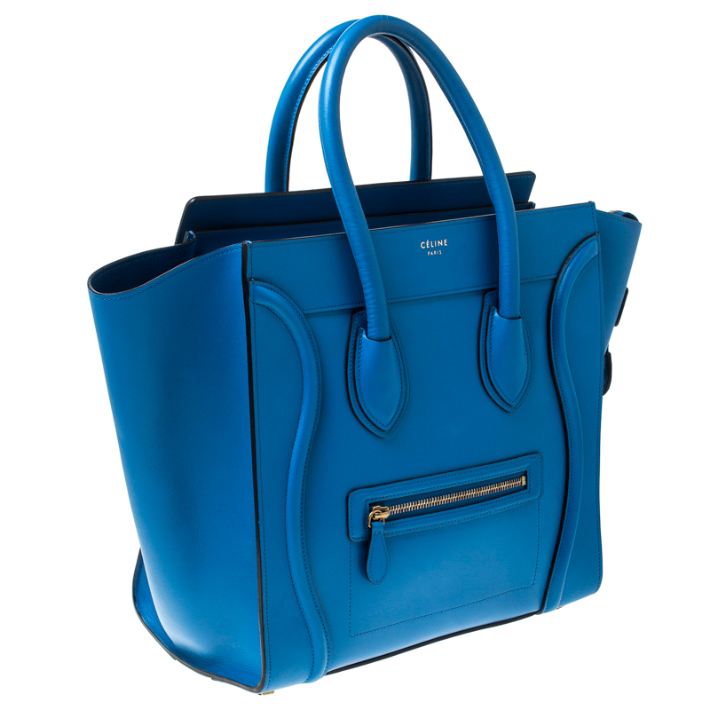 CELINE Handbag F-AT-0143 Luggage Mini shopper leather blue Women