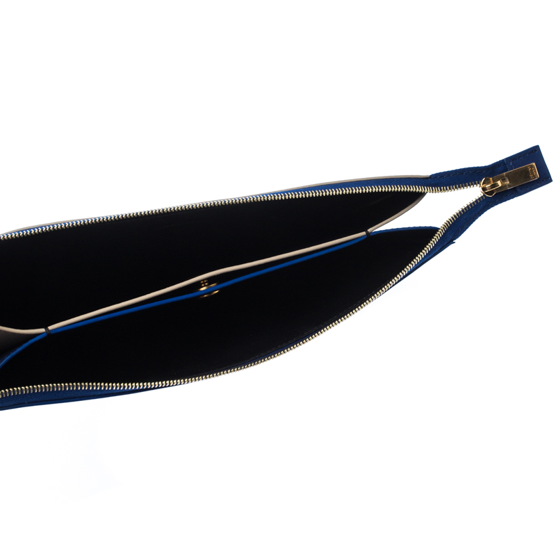 

Celine Bicolor Leather Duo Clutch, Blue