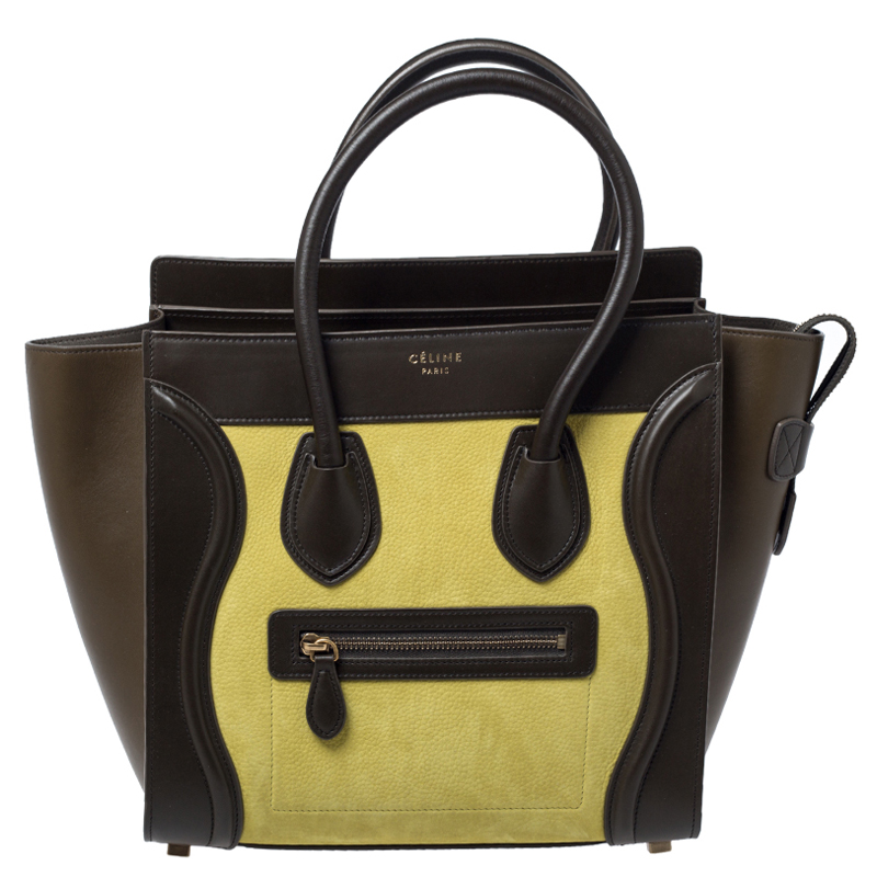 Pre Owned Celine Tri Color Leather Micro Luggage Tote