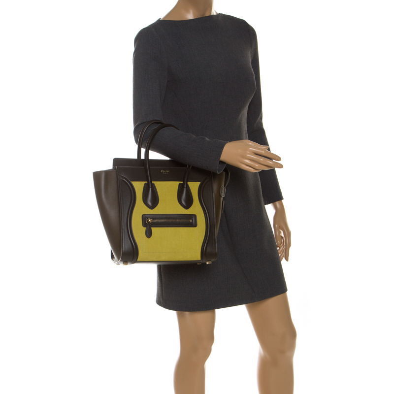 

Celine Tri Color Leather Micro Luggage Tote, Multicolor