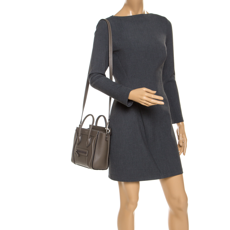 

Celine Olive Green Leather Nano Luggage Tote