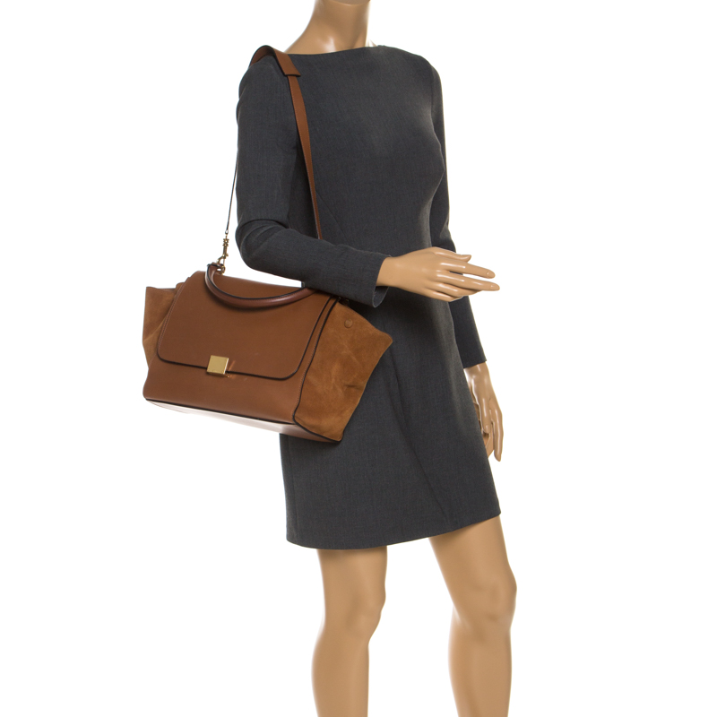 

Celine Brown Leather and Suede  Trapeze Bag