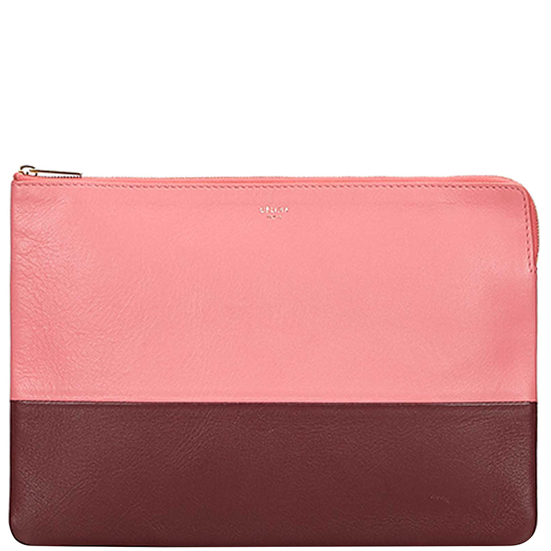 Pre-owned Celine Bicolor Leather Clutch Bag In Pink
