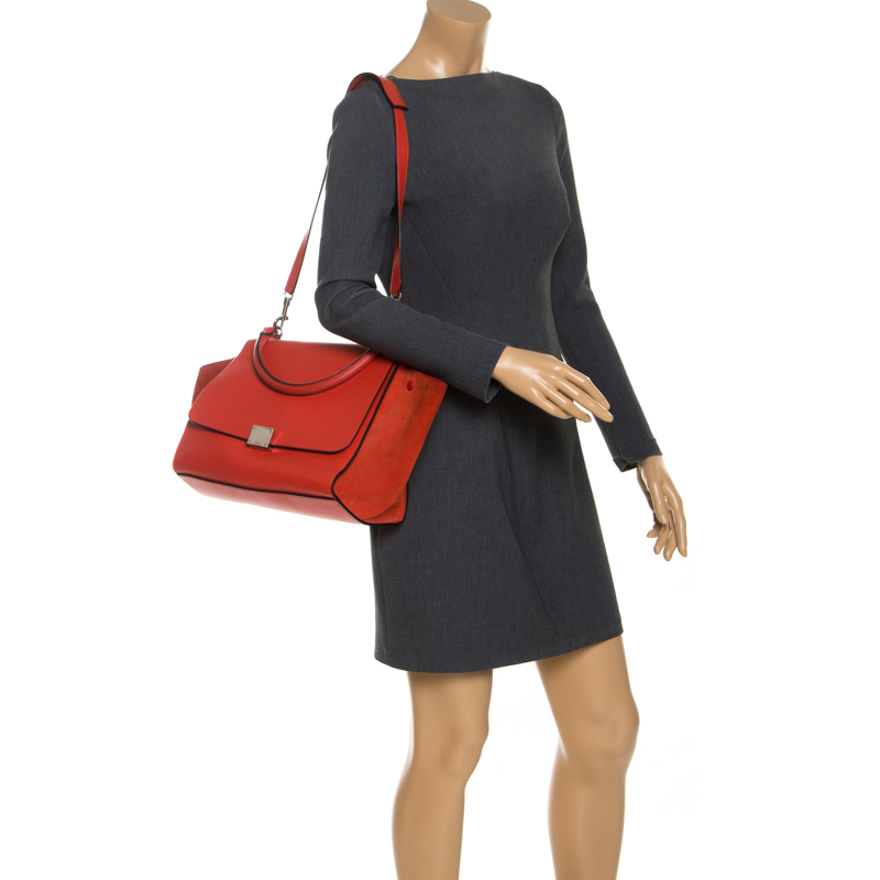

Celine Orange Leather and Suede  Trapeze Bag