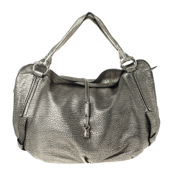 Pre Owned Celine Metallic Leather 'Bittersweet' Large Hobo Handbag