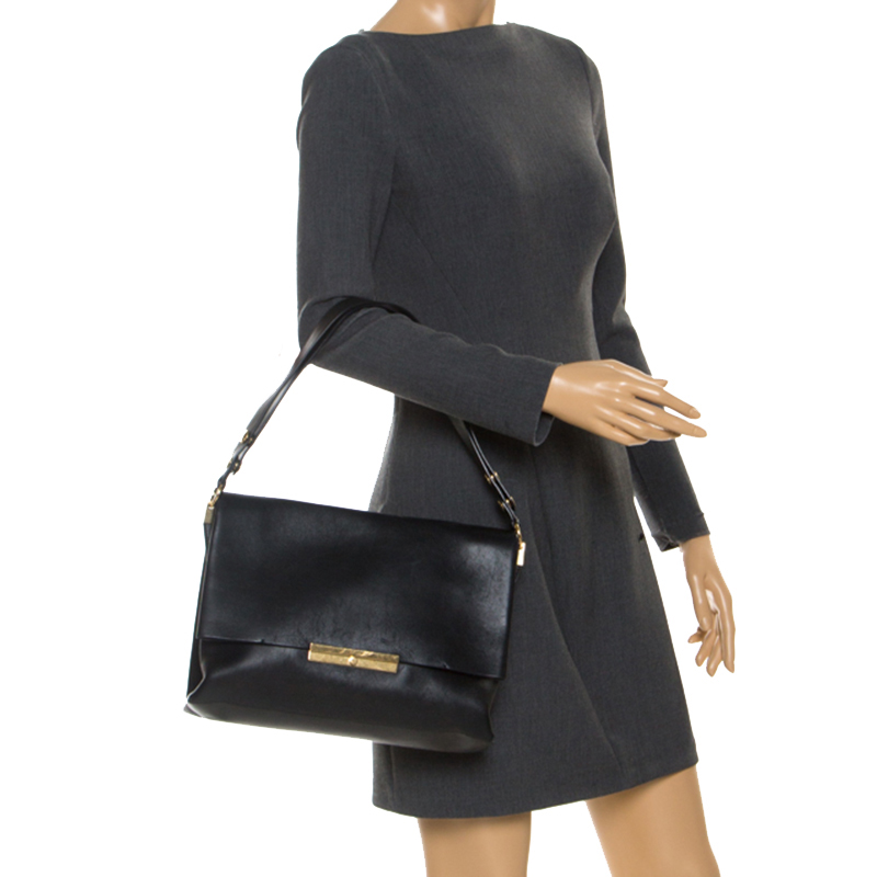 

Celine Black Calfskin Leather Blade Flap Bag