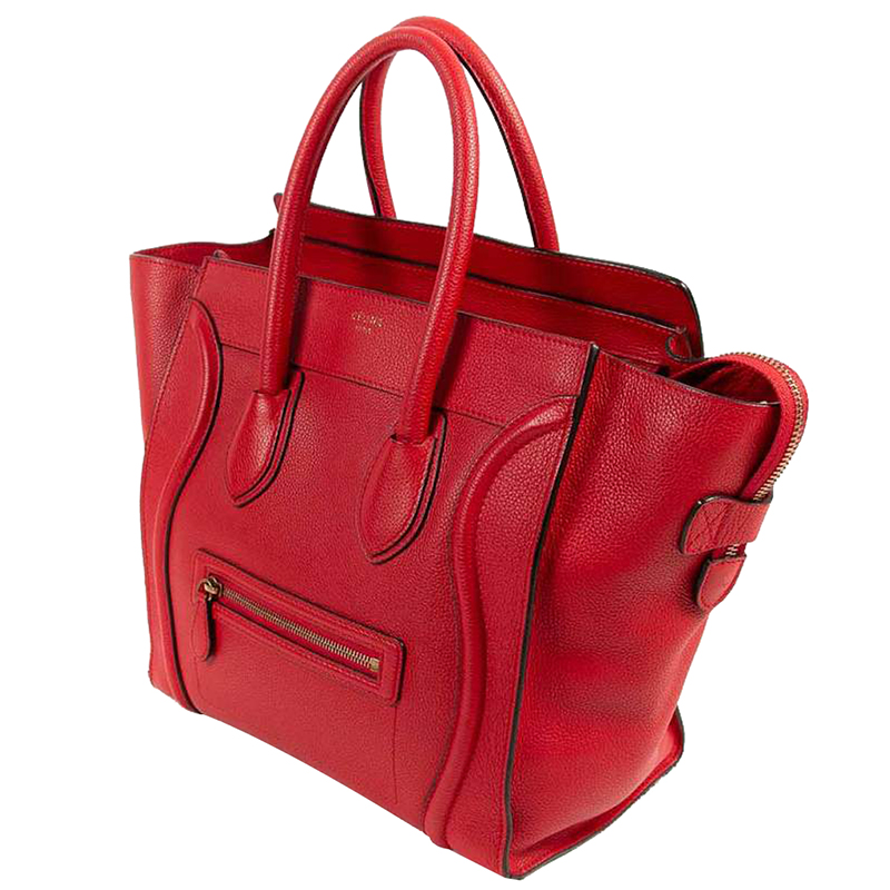 

Celine Red Leather Mini Luggage Tote Bag