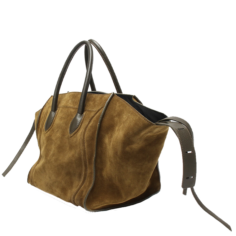 

Celine Khaki Suede Phantom Square Tote Bag, Brown