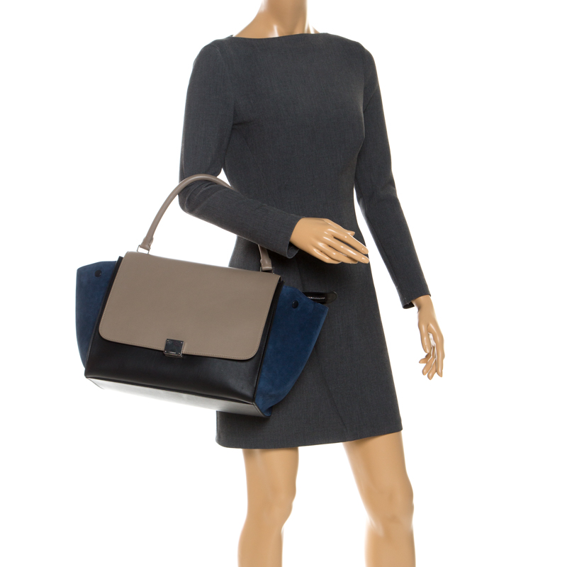 

Celine Tri Color Leather and Suede  Trapeze Bag, Multicolor