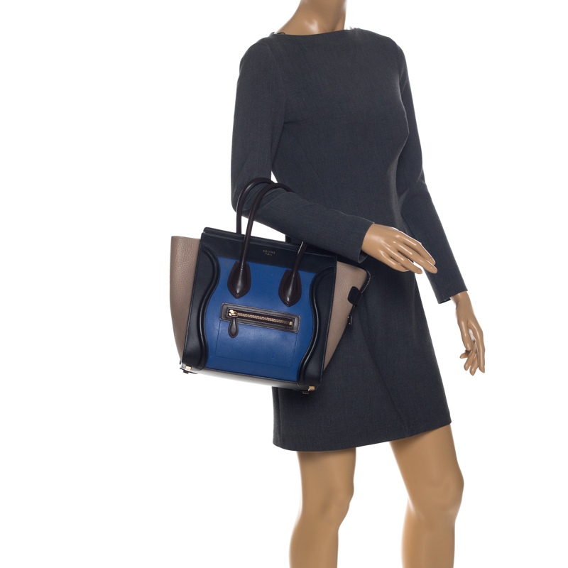 

Celine Tri Color Leather Micro Luggage Tote, Multicolor