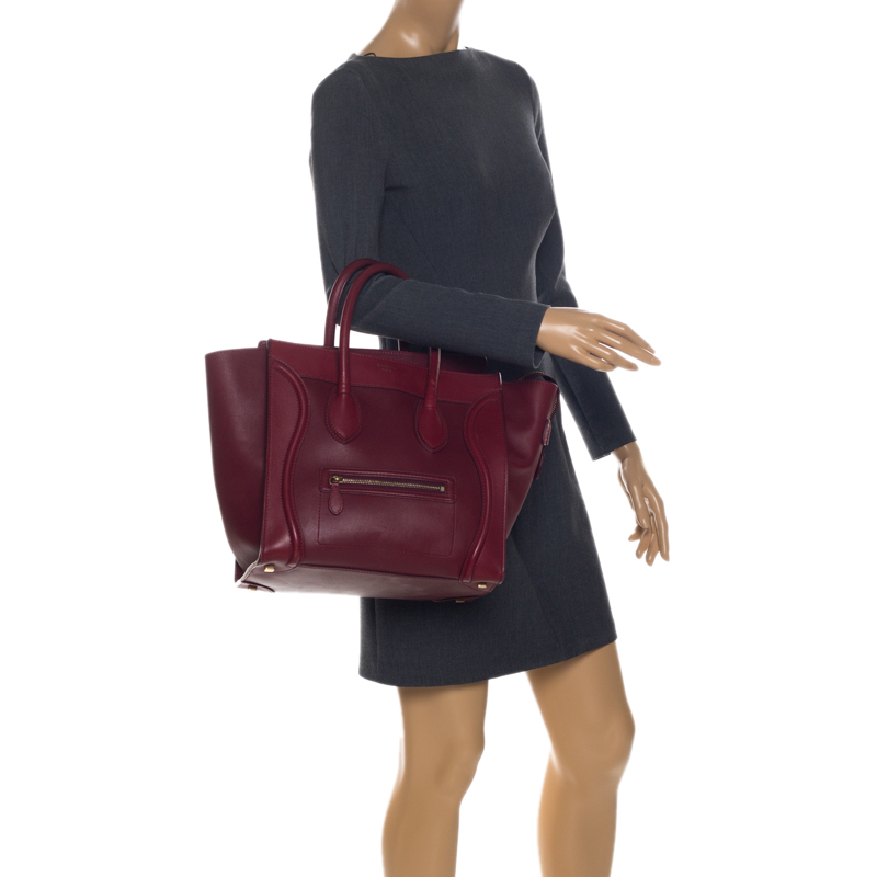 

Celine Red Leather Mini Luggage Tote