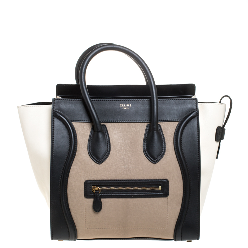 Pre Owned Celine Tricolor Leather Mini Luggage Tote
