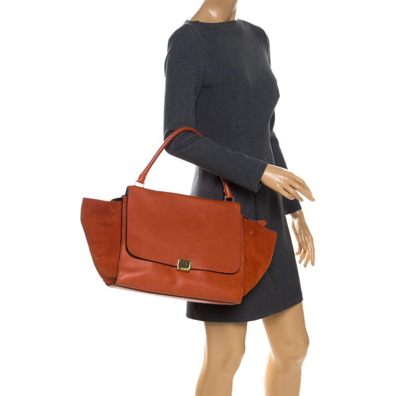 

Celine Orange Leather and Suede  Trapeze Bag