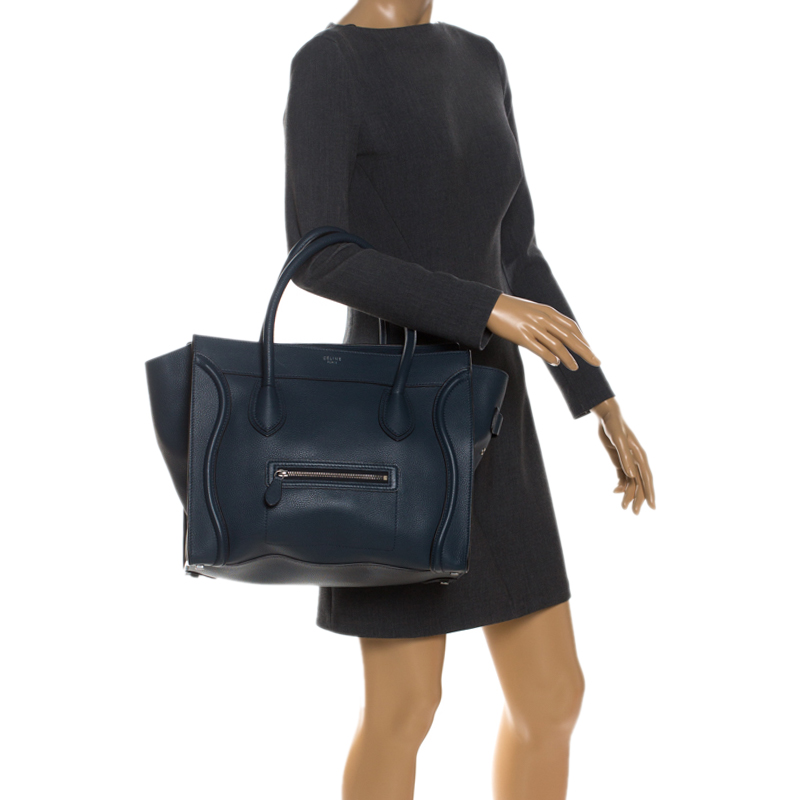 

Celine Navy Blue Leather Shoulder Luggage Tote