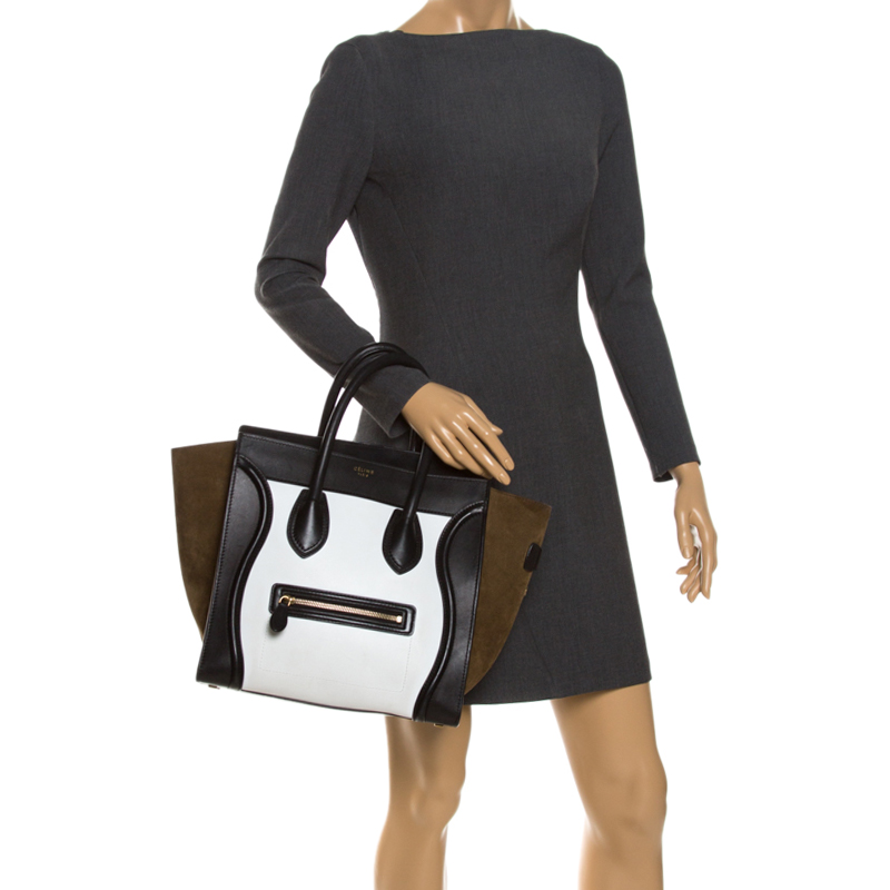 

Celine Tri Color Leather and Suede  Luggage Tote, Multicolor