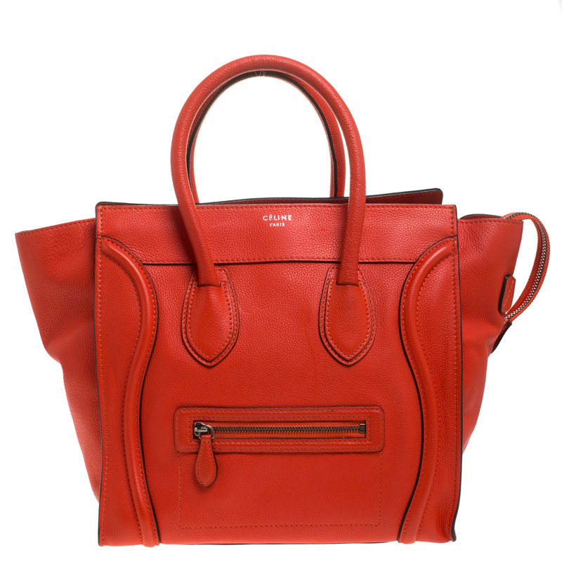 Pre Owned حقيبة يد سيلين ميني لاغيدج جلد برتقالي