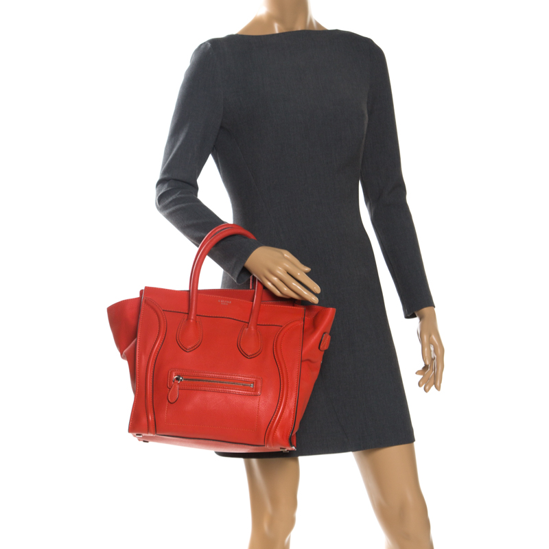 

Celine Orange Leather Mini Luggage Tote