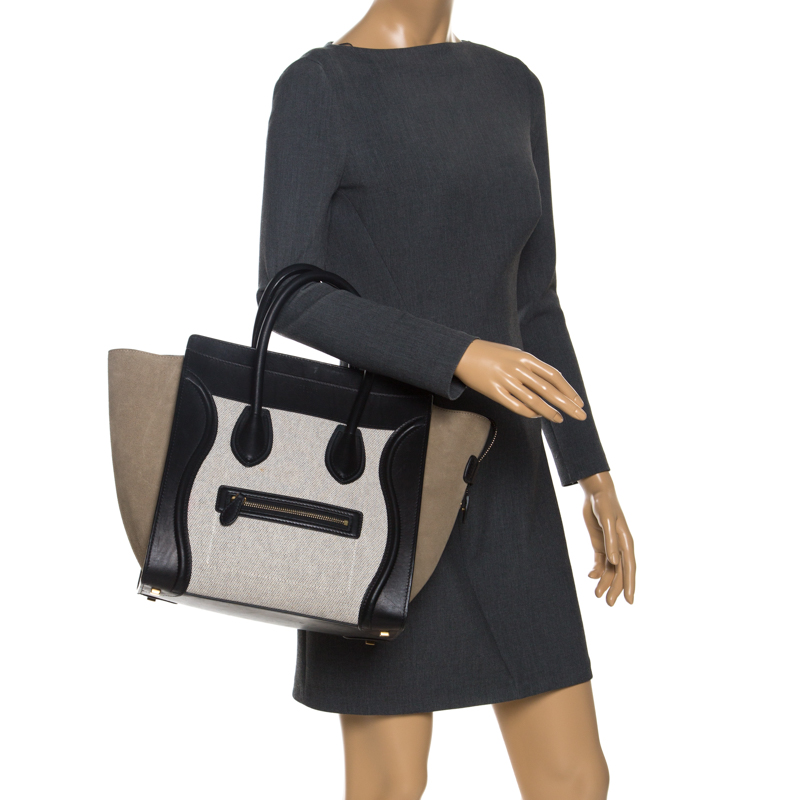 

Celine Tri Color Canvas/Suede and Leather Mini Luggage Tote, Multicolor