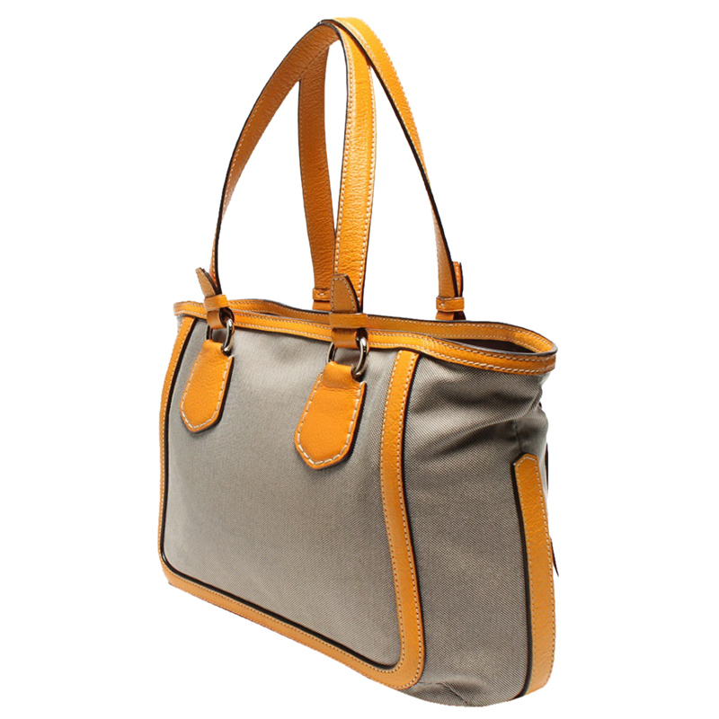 

Celine Gray/Yellow Canvas Carriage Tote Bag, Grey