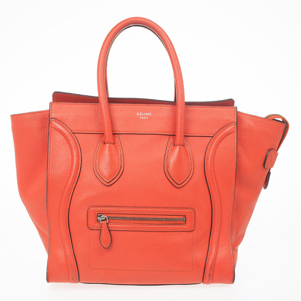 Pre Owned Celine Lipstick Red Mini Luggage Tote