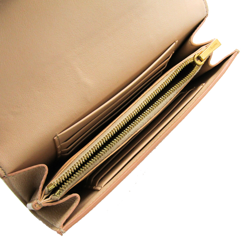 

Celine Beige Leather Trotter  Bifold Wallet