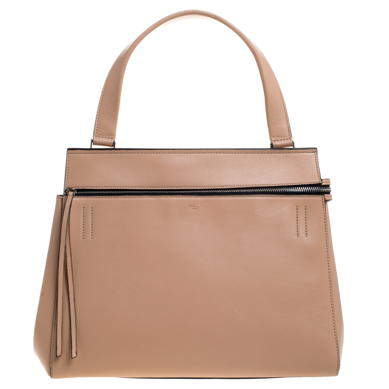 Pre-owned Celine Beige Leather Medium Edge Bag