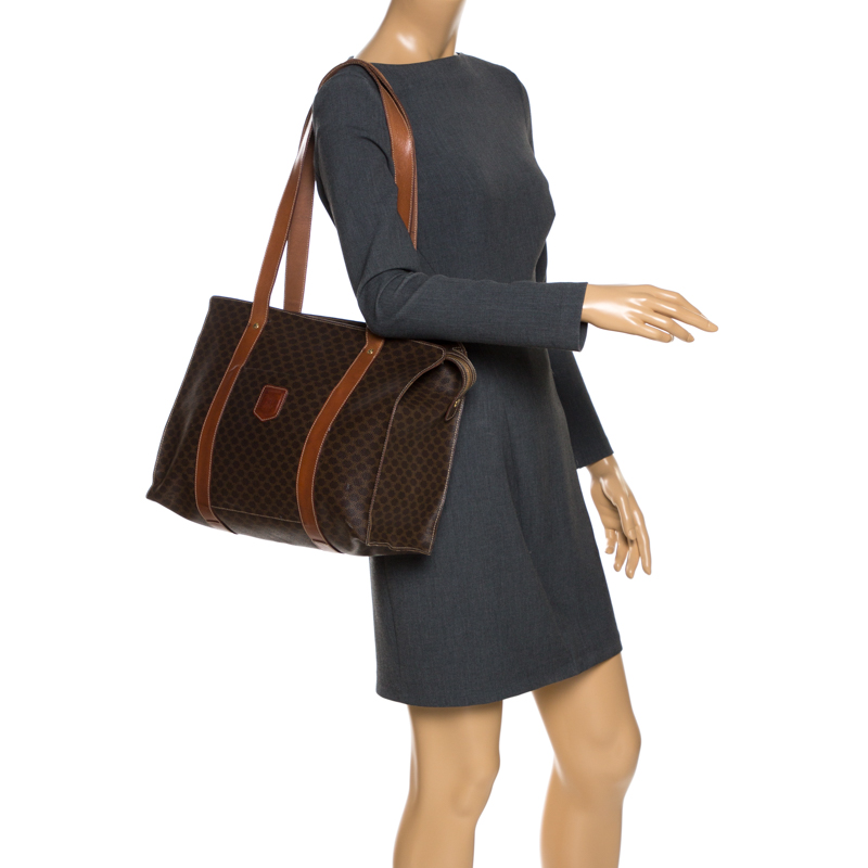 

Celine Brown Macadam Coated Canvas and Leather Tote