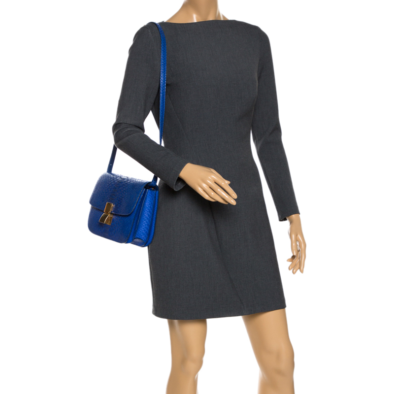 

Celine Blue Python  Classic Box Shoulder Bag