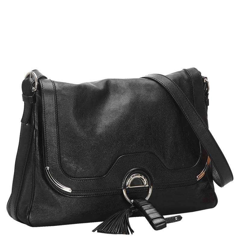 

Celine Black Leather Tassel Shoulder Bag