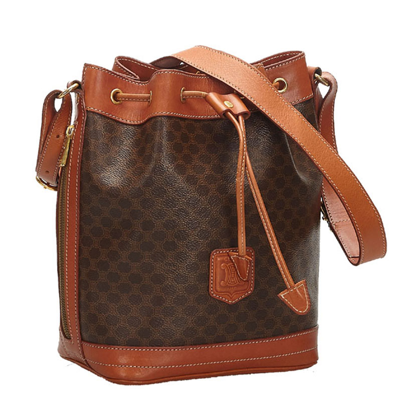 

Celine Brown Macadam Canvas Drawstring Bucket Bag