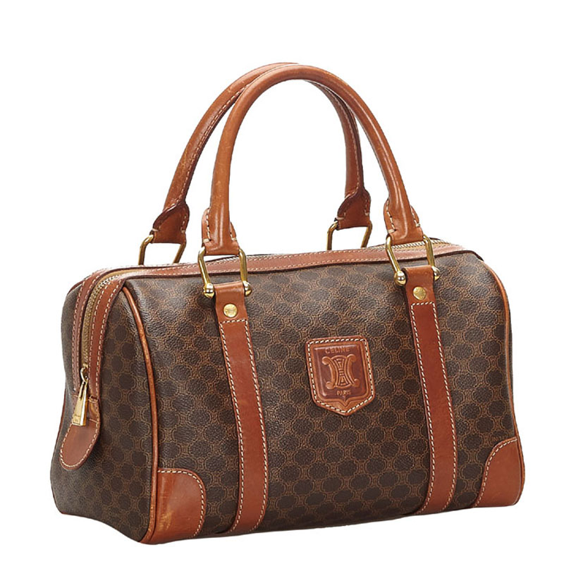 

Celine Brown Macadam Canvas Boston Bag