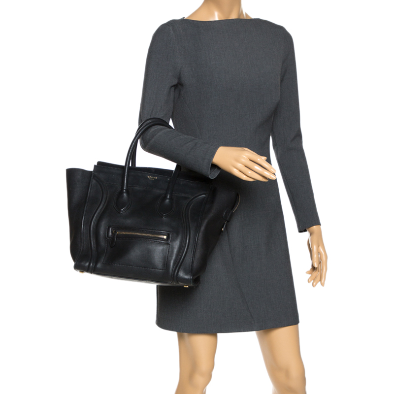 

Celine Black Leather Mini Luggage Tote