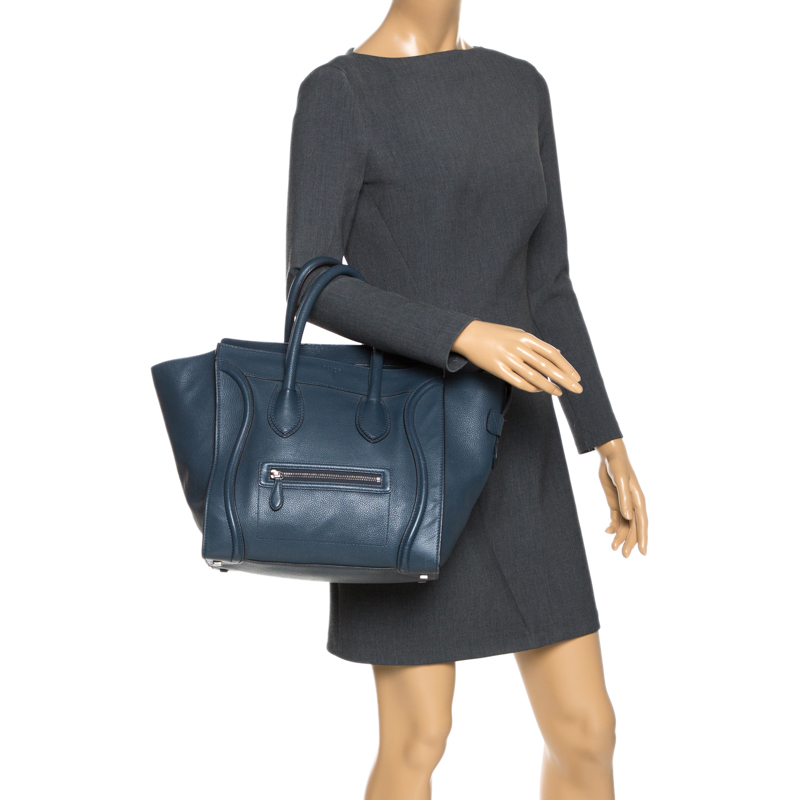 

Celine Dark Blue Leather Mini Luggage Tote