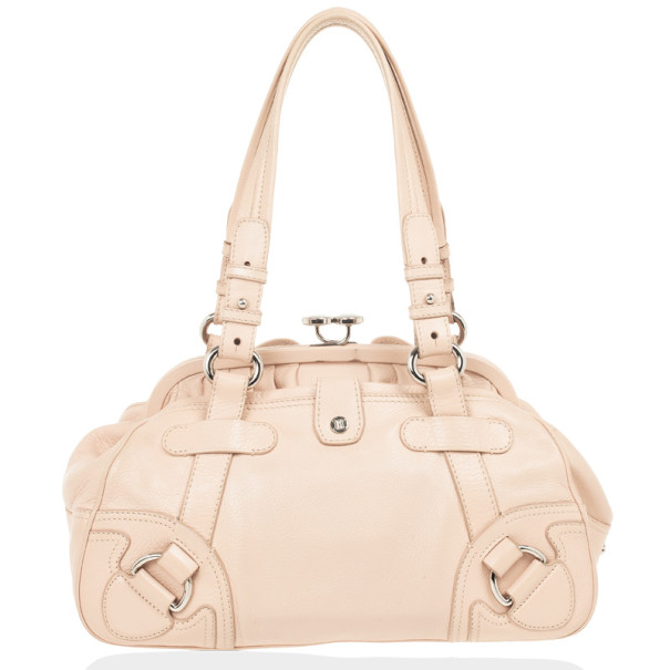 Pre Owned Celine Pink Leather Powder Clandestine Bag