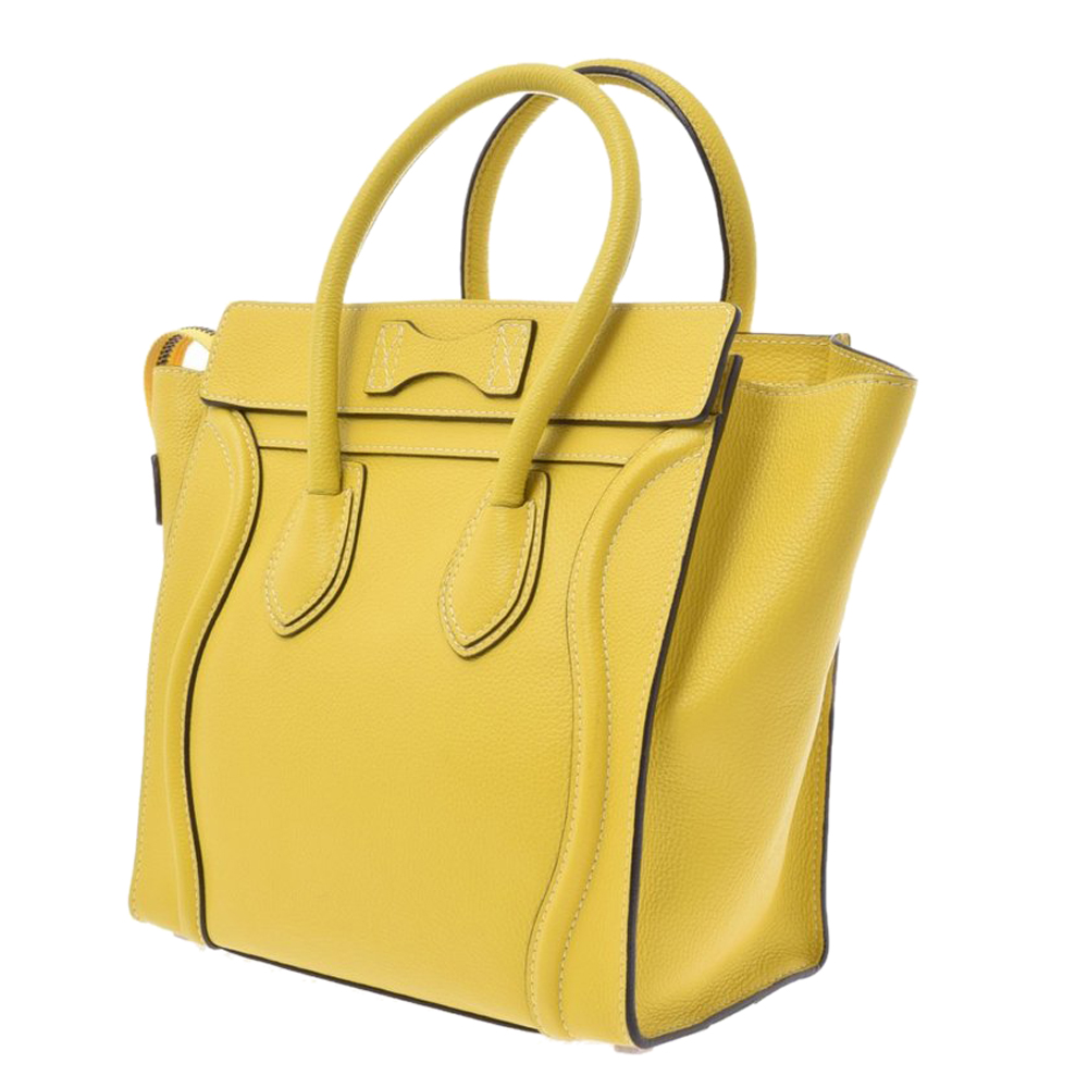 

Celine Yellow Leather Micro Luggage Tote