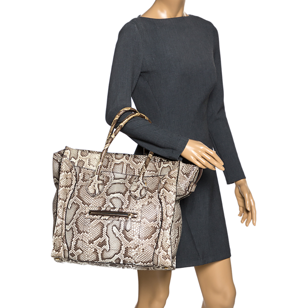 

Celine Beige Python  Luggage Tote