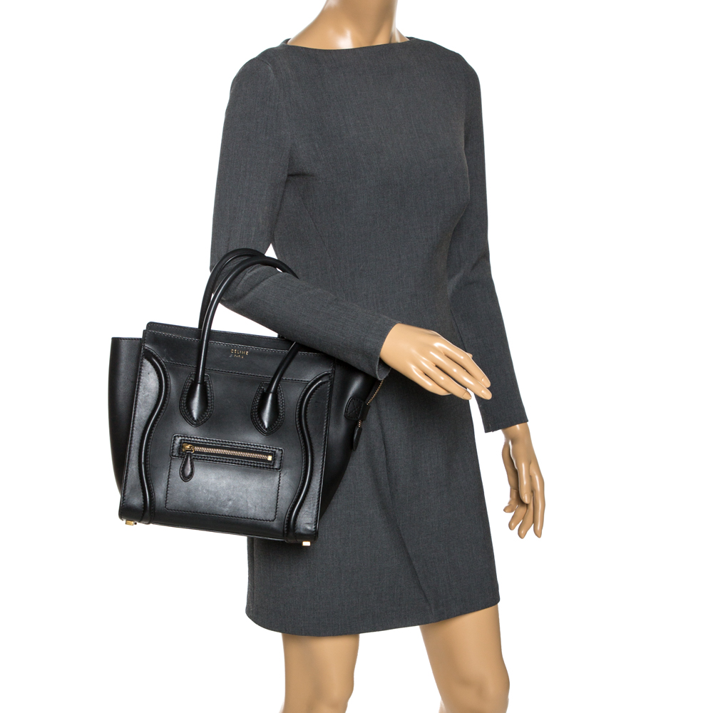 

Celine Black Leather Micro Luggage Tote