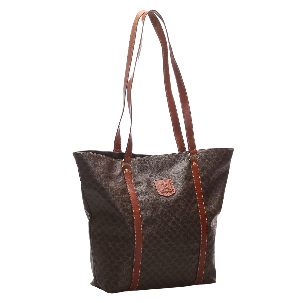 

Celine Brown Macadam Canvas Leather Tote Bag