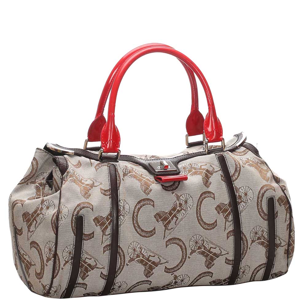 

Celine Brown/Red Canvas Travel Bag, Multicolor