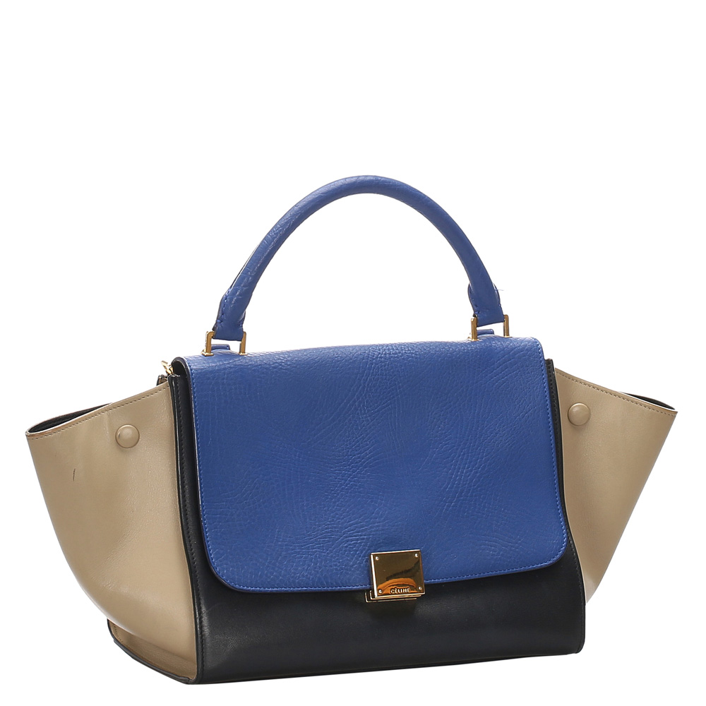

Celine Tricolor Leather Small Trapeze Bag, Multicolor