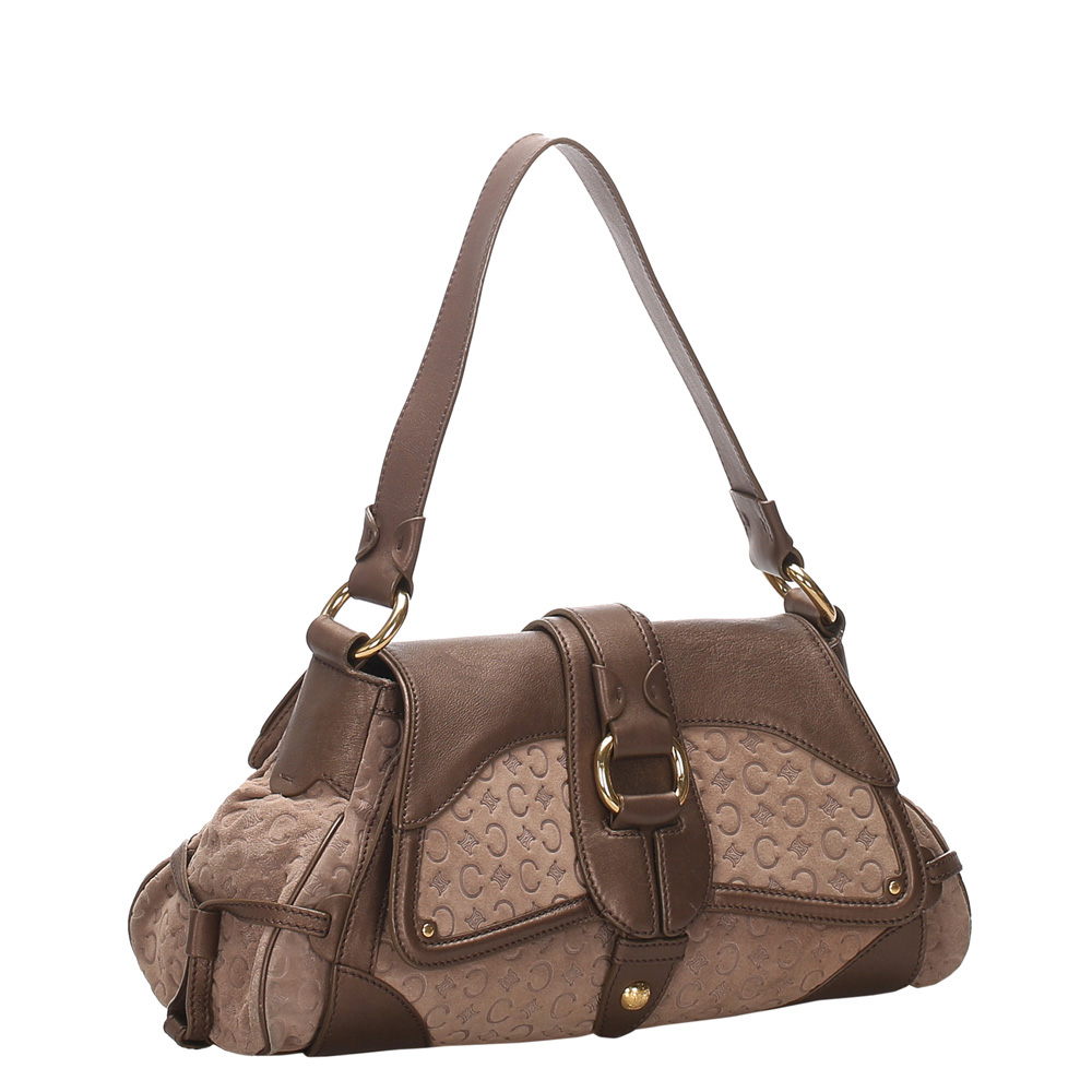 

Celine Brown Canvas Leather Shoulder Bag, Beige