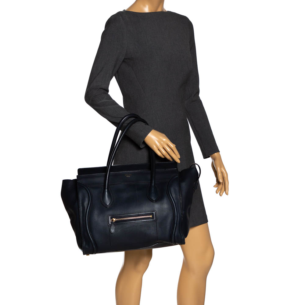 

Celine Navy Blue Leather Shoulder Luggage Tote