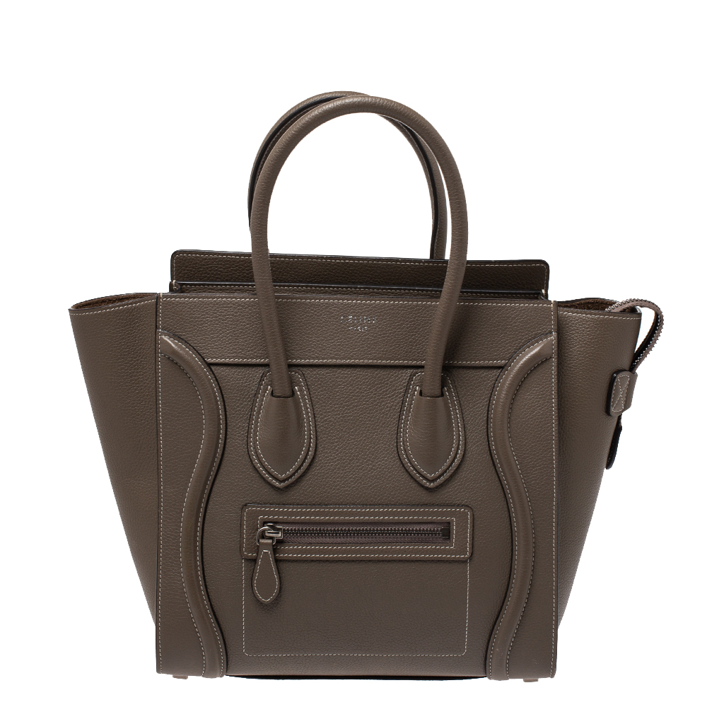 Pre Owned حقيبة يد سيلين مايكرو لاغدغ جلد بنيه