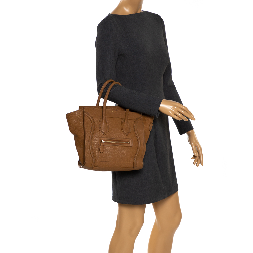 

Celine Tan Leather Micro Luggage Tote