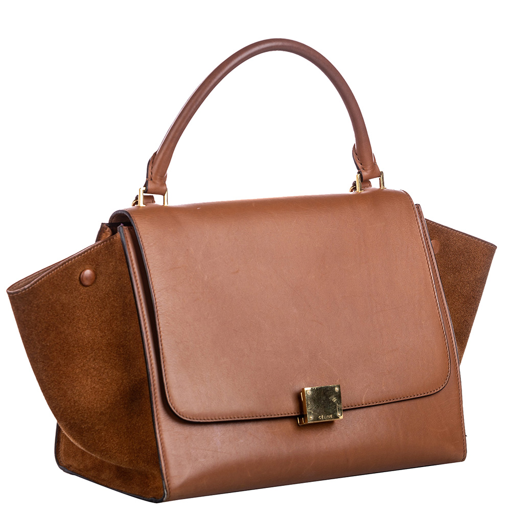 

Celine Brown Leather And Suede Medium Trapeze Satchel