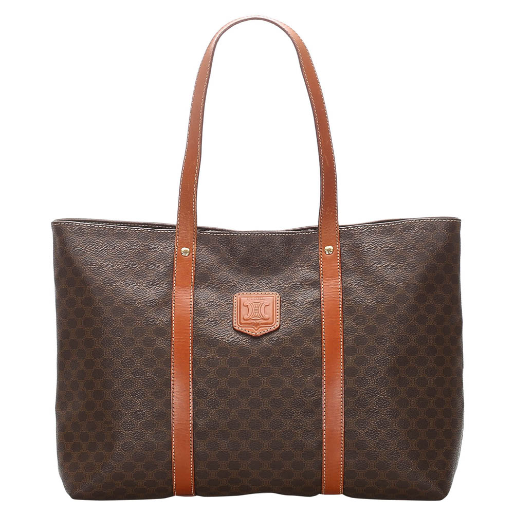 Pre Owned Celine Brown Macadam Canvas Tote Bag
