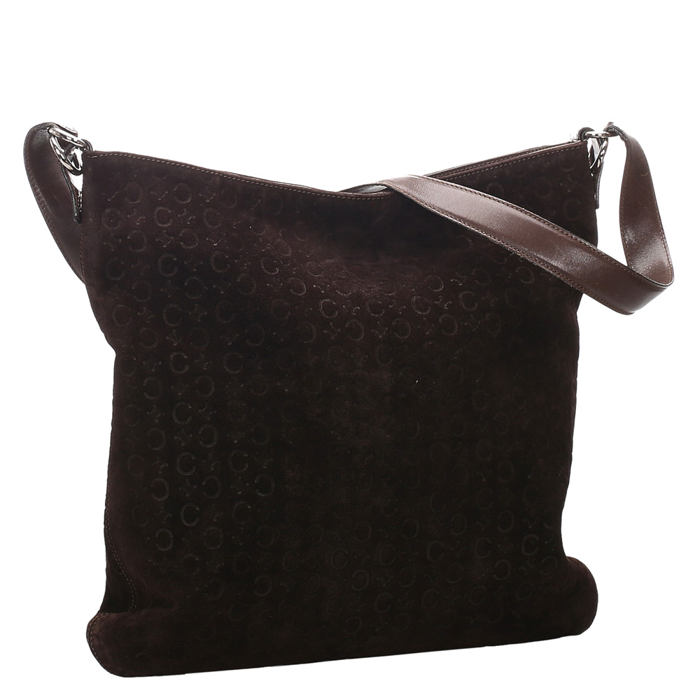 

Celine Black Suede Macadam Canvas Shoulder Bag