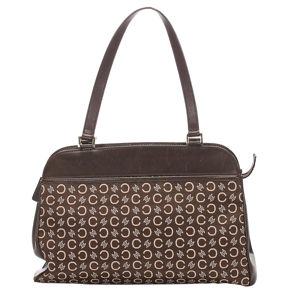 Pre Owned Celine Brown Macadam Canvas Shoulder Bag