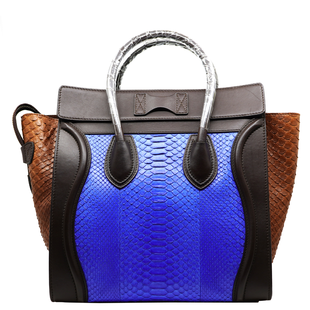 

Celine Tricolor Python Leather Luggage Tote, Multicolor